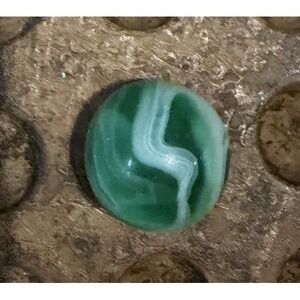 Vintage Akro Agate Green White Prize Name Corkscrew Marble 0.65" Machine Made